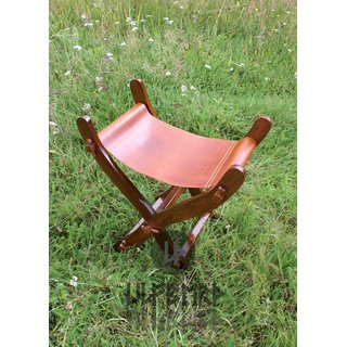 Mittelalter-Scherenstuhl mit Ledersitz